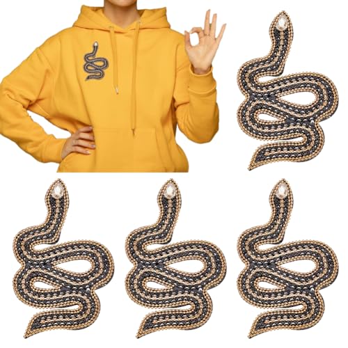 INFUNLY 4 Stück Schlangen-Perlen-Patches Zum Aufnähen Schlangen-Aufnäher Für Kleidung Reptilien-Abzeichen Applikationsmotiv DIY-Stickerei Applikationen Schwarzer Schlangen-Perlen-Patch INFUNLY 4 Stück Schlangen-Perlen-Patches Zum Aufnähen Schlangen-Aufnäher Für Kleidung Reptilien-Abzeichen Applikationsmotiv DIY-Stickerei Applikationen Schwarzer Schlangen-Perlen-Patch von INFUNLY
