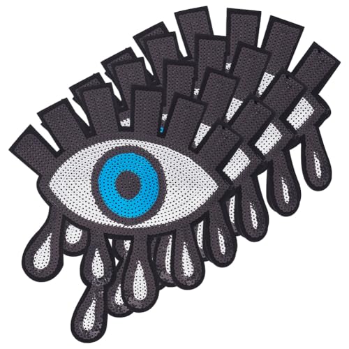 INFUNLY 4 x Evil Eye Pailletten-Patches zum Aufbügeln, 21,6 x 24,1 cm, glitzernd, bestickt, für Kleidung, Jeans, Taschen, Jacken, Rucksack, Hut INFUNLY 4 x Evil Eye Pailletten-Patches zum Aufbügeln, 21,6 x 24,1 cm, glitzernd, bestickt, für Kleidung, Jeans, Taschen, Jacken, Rucksack, Hut von INFUNLY