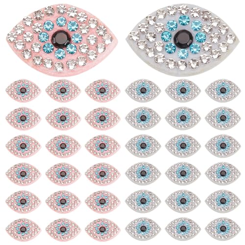 INFUNLY 40 Stück Blaue Augen-Strass-Aufnäher, Böse Augen, Kristall-Pailletten-Applikationen, 2 Stile, Bestickte Aufnäher, Stoffflicken Für Kleidung, Jeans, Jacken, Handtaschen, Schuhe, DI von INFUNLY