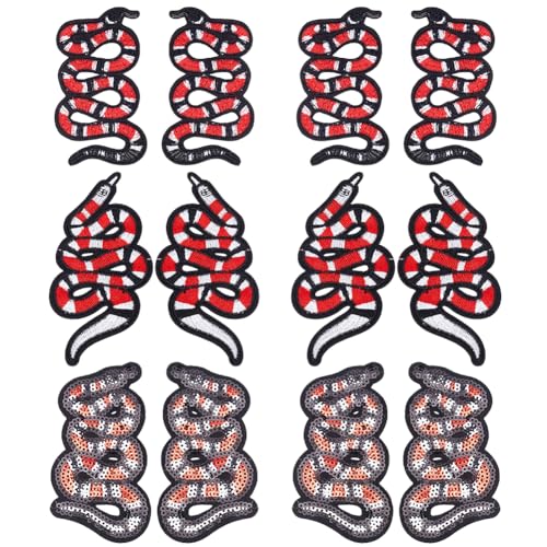 INFUNLY 6 Paar Coole Rot Schwarze Schlangen Stickapplikationen Pailletten Schlangen Aufnäher Zum Aufbügeln Vintage Schlangen Applikation Zum Aufnähen DIY Tier Stickapplikation für Kleidung Accessoires INFUNLY 6 Paar Coole Rot Schwarze Schlangen Stickapplikationen Pailletten Schlangen Aufnäher Zum Aufbügeln Vintage Schlangen Applikation Zum Aufnähen DIY Tier Stickapplikation für Kleidung Accessoires von INFUNLY