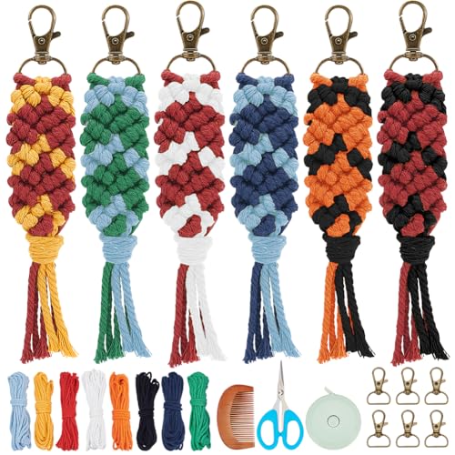 INFUNLY 6 Set Magische Makramee-Schlüsselanhänger-Sets Für Erwachsene Und Anfänger Mit Anleitung + Video, DIY Mini-Boho-Makramee-Schlüsselanhänger-Set Für Anfänger Mit Quasten Für Autoschlüssel, Geldb INFUNLY 6 Set Magische Makramee-Schlüsselanhänger-Sets Für Erwachsene Und Anfänger Mit Anleitung + Video, DIY Mini-Boho-Makramee-Schlüsselanhänger-Set Für Anfänger Mit Quasten Für Autoschlüssel, Geldb von INFUNLY