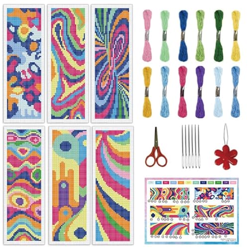 INFUNLY 6 Stück Abstrakte Kunst DIY Kreuzstich Lesezeichen Set Für Anfänger Kreatives Buntes Kreuzstich Set Mit Anleitung Modernes Abstraktes Gestempeltes Stick Lesezeichen Set Für Buchliebhaber INFUNLY 6 Stück Abstrakte Kunst DIY Kreuzstich Lesezeichen Set Für Anfänger Kreatives Buntes Kreuzstich Set Mit Anleitung Modernes Abstraktes Gestempeltes Stick Lesezeichen Set Für Buchliebhaber von INFUNLY