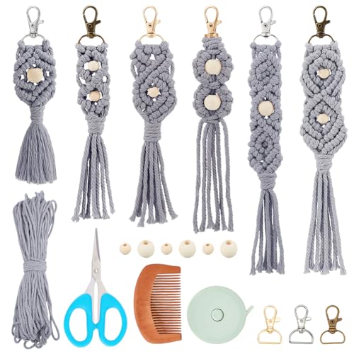 INFUNLY 6 Stück DIY Makramee Schlüsselanhänger Set In Hellgrau Holzperlen Schlüsselanhänger Set Mit Anleitung Und Video Tutorial Schlüsselanhänger Set Baumwollkordel Boho Stil Schlüsselanhänger Set INFUNLY 6 Stück DIY Makramee Schlüsselanhänger Set In Hellgrau Holzperlen Schlüsselanhänger Set Mit Anleitung Und Video Tutorial Schlüsselanhänger Set Baumwollkordel Boho Stil Schlüsselanhänger Set von INFUNLY