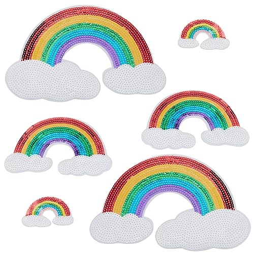 INFUNLY 6 Stück Regenbogen-Flicken Zum Aufbügeln Regenbogen-Pailletten-Stoff Aufnäher Mit 3 Größen Zum Aufbügeln Und Nähen Bekleidungszubehör Für Kleidung Jeans Jacken Handtaschen Schuhe DIY-Aufnäher von INFUNLY