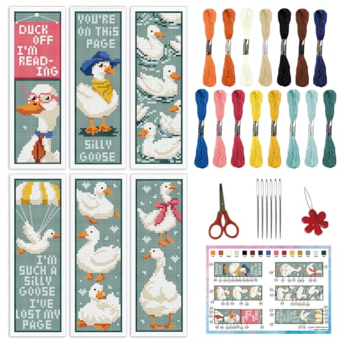 INFUNLY 6 Stück Entenküken Kreuzstich Lesezeichen Set für Anfänger Gänse und Wörter gestempelt Stick Lesezeichen Sets Tiere Needlepoint Lesezeichen Set mit Anleitung für Buchliebhaber INFUNLY 6 Stück Entenküken Kreuzstich Lesezeichen Set für Anfänger Gänse und Wörter gestempelt Stick Lesezeichen Sets Tiere Needlepoint Lesezeichen Set mit Anleitung für Buchliebhaber von INFUNLY