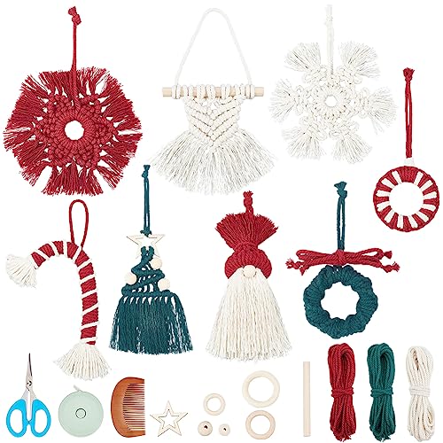 INFUNLY 8 Set DIY Weihnachtsmakrame -Kits für Erwachsene Anfänger Makrame -Wandhänge -Kit alle in Macrame Supplies DIY Makrame Weihnachtsschmuck Kits mit Anweisungen Raumdekoration von INFUNLY