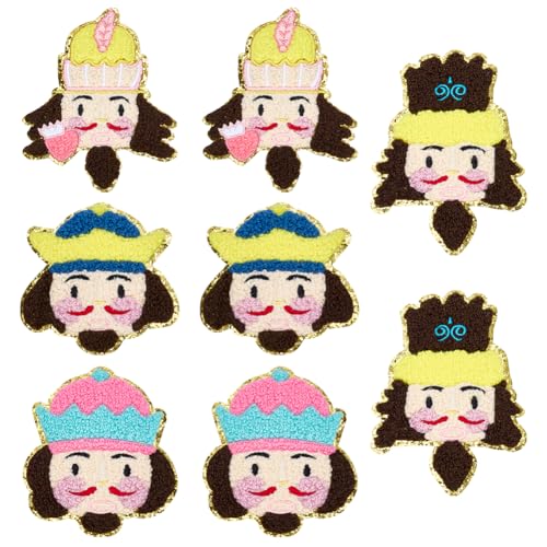 INFUNLY Aufnäher mit Nussknacker-Motiv, bestickt, 4 Stile, Nussknacker-Kopf, Glitzer-Patches für Jacken, Urlaub, Bügelapplikationen, glitzernde Nussknacker-Aufnäher, Verzierung für Kleidung, Kleid INFUNLY Aufnäher mit Nussknacker-Motiv, bestickt, 4 Stile, Nussknacker-Kopf, Glitzer-Patches für Jacken, Urlaub, Bügelapplikationen, glitzernde Nussknacker-Aufnäher, Verzierung für Kleidung, Kleid von INFUNLY