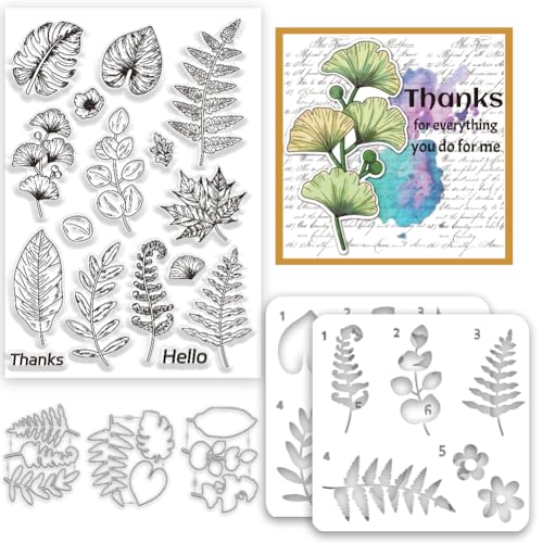 INFUNLY Blätter Stempel Und Stanzformen Ginkgo Malschablonen Größe A4 tropische Pflanzen Transparente Stempel Und Stanzformen Palmblätter Hohles Malschablonen Set Für DIY Kartengestaltung Scrapbookin INFUNLY Blätter Stempel Und Stanzformen Ginkgo Malschablonen Größe A4 tropische Pflanzen Transparente Stempel Und Stanzformen Palmblätter Hohles Malschablonen Set Für DIY Kartengestaltung Scrapbookin von INFUNLY