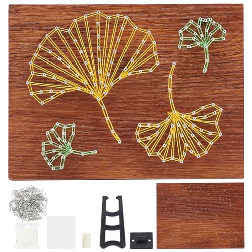 INFUNLY Blätter-String-Art-Set, Kreatives Handgefertigtes Set Für Heimwerker-Liebhaber, DIY-Bastelset „Malachit-Tanz“ Für Erwachsene Anfänger, Holzrahmenbrett Mit Vorstanzungen, DIY-Heimkunstprojekt F von INFUNLY