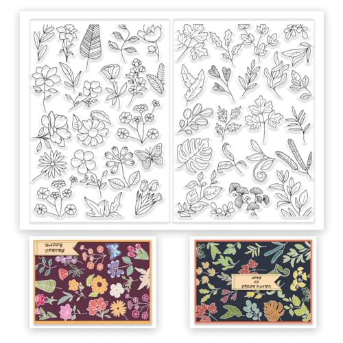 INFUNLY Blumenstempel Für Die Kartenherstellung 8.3x11.7" Ahornblatt-Gummi Transparenter Stempel Floraler Silikonstempel Pflanze Transparente Stempel Für DIY Scrapbooking Geburtstag Weihnachten Karte von INFUNLY