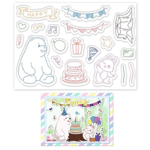 INFUNLY Bunte „Happy Birthday“-Stempel In Der Größe A4 Gummistempel Mit Geburtstagstorte Tier-/Kaninchen-Silikonstempel Mehrfarbige Biersiegelstempel Für Die Kartengestaltung DIY-Scrapbooking Fotoalbu INFUNLY Bunte „Happy Birthday“-Stempel In Der Größe A4 Gummistempel Mit Geburtstagstorte Tier-/Kaninchen-Silikonstempel Mehrfarbige Biersiegelstempel Für Die Kartengestaltung DIY-Scrapbooking Fotoalbu von INFUNLY