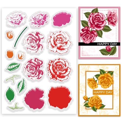 INFUNLY Bunte Geschichtete Rosen Klare Stempel Für Die Kartengestaltung 6.3x4.3" wiederverwendbare Rote Rosen Klare Silikonstempel Rosenblüten Transparente Siegel Gummistempel Für DIY Scrapbooking Fot INFUNLY Bunte Geschichtete Rosen Klare Stempel Für Die Kartengestaltung 6.3x4.3" wiederverwendbare Rote Rosen Klare Silikonstempel Rosenblüten Transparente Siegel Gummistempel Für DIY Scrapbooking Fot von INFUNLY