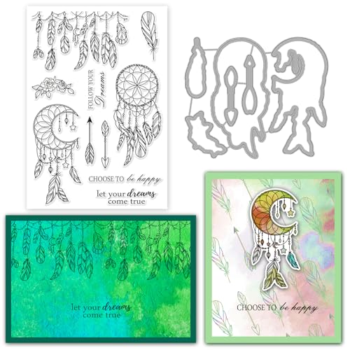 INFUNLY Dream Catcher Stempel und Matrizen Set für die Kartenherstellung Feder Blume Transparent Clear Stempel und Schneiden Die für DIY Craft Scrapbooking Ostern Grußkarte Dekor INFUNLY Dream Catcher Stempel und Matrizen Set für die Kartenherstellung Feder Blume Transparent Clear Stempel und Schneiden Die für DIY Craft Scrapbooking Ostern Grußkarte Dekor von INFUNLY