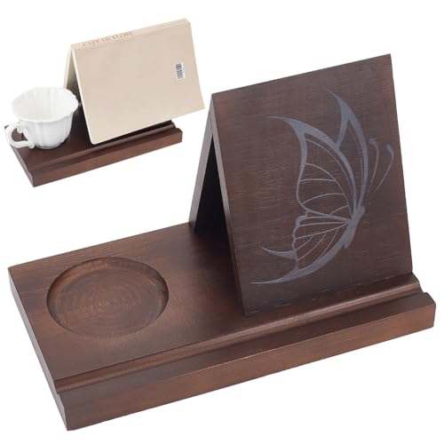 INFUNLY Dreieckiger Buchhalter aus Holz mit Schmetterlingsdruck, Buchecke, 14 x 24 x 17 cm, Lesebuchständer mit Getränkehalter, kleines Bücherregal für Schlafzimmer, Tisch, Büro, Schreibtisch INFUNLY Dreieckiger Buchhalter aus Holz mit Schmetterlingsdruck, Buchecke, 14 x 24 x 17 cm, Lesebuchständer mit Getränkehalter, kleines Bücherregal für Schlafzimmer, Tisch, Büro, Schreibtisch von INFUNLY