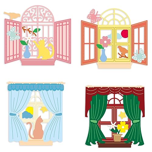INFUNLY Fensterhintergrund-Stanzformen Aus Metall Scrapbooking-Stanzformen Prägeschablonen Schablonen Mit Vorhang Schmetterling Katze Blume Vogel Stanzschablone Für DIY-Papierkartenherstellung INFUNLY Fensterhintergrund-Stanzformen Aus Metall Scrapbooking-Stanzformen Prägeschablonen Schablonen Mit Vorhang Schmetterling Katze Blume Vogel Stanzschablone Für DIY-Papierkartenherstellung von INFUNLY