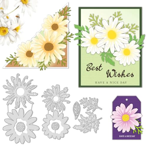 INFUNLY Gänseblümchen-Stanzformen für Kartenherstellung, Gänseblümchen, Metall-Stanzformen, Chrysanthemen, Schablonen für DIY, Scrapbooking, Album, dekorative Prägepapierbastelarbeiten, 3 Stück INFUNLY Gänseblümchen-Stanzformen für Kartenherstellung, Gänseblümchen, Metall-Stanzformen, Chrysanthemen, Schablonen für DIY, Scrapbooking, Album, dekorative Prägepapierbastelarbeiten, 3 Stück von INFUNLY