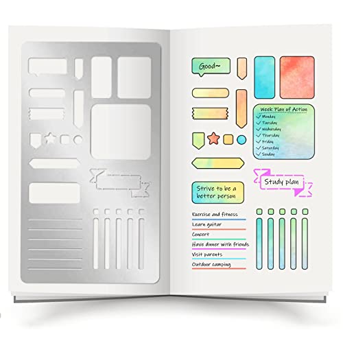 INFUNLY Lesezeichen-Metall-Journal-Schablone, 4 x 7", Edelstahl-Malschablonen-Kit, Metallrahmen, Zeichenschablonen-Vorlagen Für DIY, Gravur, Malerei, Scrapbooking von INFUNLY