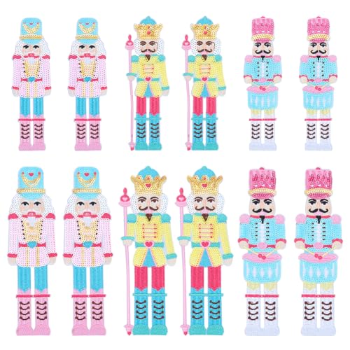 INFUNLY Nussknacker-Pailletten-Aufnäher, 6 Stile, zum Aufbügeln, Nussknacker, Weihnachts-Patches, rosa, blau, gelb, Urlaub, Pailletten, glitzernde Nussknacker-Aufnäher, DIY, Verzierung für Kleidung INFUNLY Nussknacker-Pailletten-Aufnäher, 6 Stile, zum Aufbügeln, Nussknacker, Weihnachts-Patches, rosa, blau, gelb, Urlaub, Pailletten, glitzernde Nussknacker-Aufnäher, DIY, Verzierung für Kleidung von INFUNLY