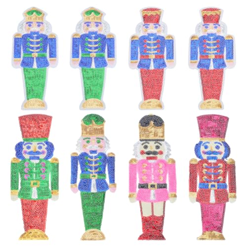 INFUNLY Nussknacker-Pailletten-Aufnäher, 8 Stile, zum Aufbügeln, Nussknacker-Glitzer-Flicken für Jacken, Urlaub, Pailletten-Applikationen, glitzernde Nussknacker-Aufnäher, Verzierung für Kleidung INFUNLY Nussknacker-Pailletten-Aufnäher, 8 Stile, zum Aufbügeln, Nussknacker-Glitzer-Flicken für Jacken, Urlaub, Pailletten-Applikationen, glitzernde Nussknacker-Aufnäher, Verzierung für Kleidung von INFUNLY