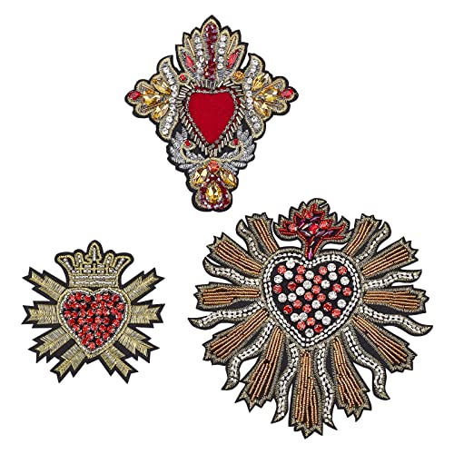 INFUNLY Perlen-Pailletten-Patches, 3 Stück, Coole Patches Für Jacken, Strass-Herz-Patches Zum Aufnähen, Große Patches Für Kleidung, Kleider, Jacken, Handtaschen, Schuhe, DIY-Dekoration INFUNLY Perlen-Pailletten-Patches, 3 Stück, Coole Patches Für Jacken, Strass-Herz-Patches Zum Aufnähen, Große Patches Für Kleidung, Kleider, Jacken, Handtaschen, Schuhe, DIY-Dekoration von INFUNLY