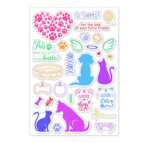 INFUNLY Pet Clear Stamps für die Kartenherstellung, Silikonstempel, Hund, Katze, Gummistempel, transparentes Siegel für DIY Scrapbooking, Dekoration, Album, Basteln von INFUNLY