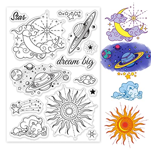INFUNLY Planet Clear Stamps Für Die Kartenherstellung Universe Star Silikonstempel Dream Big Für DIY Scrapbooking Dekoration Album Crafts INFUNLY Planet Clear Stamps Für Die Kartenherstellung Universe Star Silikonstempel Dream Big Für DIY Scrapbooking Dekoration Album Crafts von INFUNLY