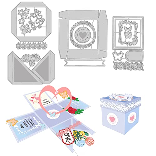 INFUNLY Pop-Up-3D-Box, Gestanzte Metall-Papier-Stanzformen, Schablonen, Hochzeit, Pralinenschachtel, Stanzform Für DIY Scrapbooking, Dekorative Prägung, DIY-Papierkarten von INFUNLY