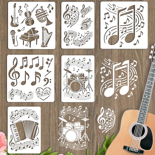 INFUNLY Schablonen für Musikinstrumente zum Malen, 30 x 30 cm, wiederverwendbare Musiknoten-Schablonen, 8,27 x 11,7 cm, Orchester-Schablonen für Trommel, Klavier, Zeichenschablone für Holz, Leinwand INFUNLY Schablonen für Musikinstrumente zum Malen, 30 x 30 cm, wiederverwendbare Musiknoten-Schablonen, 8,27 x 11,7 cm, Orchester-Schablonen für Trommel, Klavier, Zeichenschablone für Holz, Leinwand von INFUNLY