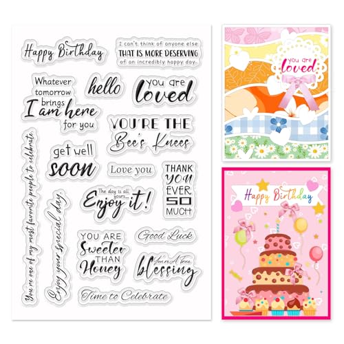 INFUNLY Segensworten Klare Stempel Zum Gestalten von Karten Süße Glückwünschen Gummistempel Transparente Silikonstempel Transparente Stempel Mit Happy Birthday Motiven Für DIY Scrapbooking Dekor von INFUNLY