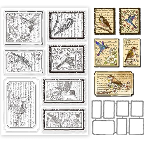 INFUNLY Stempel und Stanzform im Vintage-Stil, Kolibri, transparent, für Kartenherstellung, Spatzen-Briefmarken und Stanzformen, Hortensien, Silikonstempel, Retro-Stempel, Wörter, Prägeschablone für INFUNLY Stempel und Stanzform im Vintage-Stil, Kolibri, transparent, für Kartenherstellung, Spatzen-Briefmarken und Stanzformen, Hortensien, Silikonstempel, Retro-Stempel, Wörter, Prägeschablone für von INFUNLY