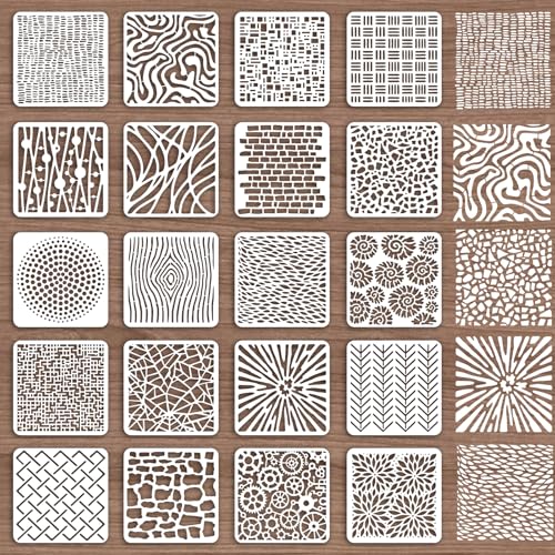 INFUNLY Textur-Schablonen zum Malen, 15 x 15 cm, wiederverwendbare Wandschablonen, DIY, gemischte Linienstrukturen, Schablonen, Ziegel, Schichtmuster, Zeichnungsvorlage für Holz, Leinwand, Wandpapier INFUNLY Textur-Schablonen zum Malen, 15 x 15 cm, wiederverwendbare Wandschablonen, DIY, gemischte Linienstrukturen, Schablonen, Ziegel, Schichtmuster, Zeichnungsvorlage für Holz, Leinwand, Wandpapier von INFUNLY