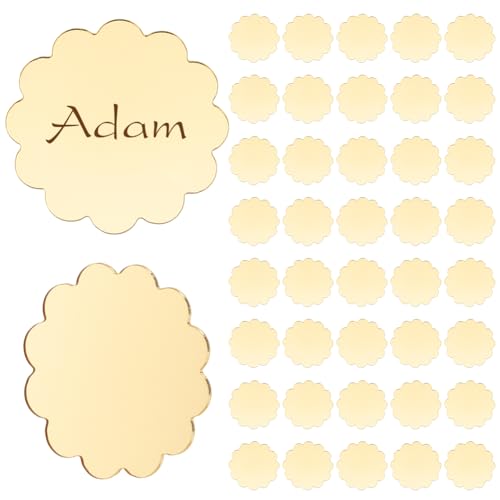 INFUNLY Tischkarten aus spiegelndem, goldfarbenem Acryl, rund, gewellt, zum Selbermachen, blanko, 8,9 x 8,1 cm, Hochzeits-Namenskarte für Tischdekoration, Hochzeit, Tischdekoration, Geburtstag INFUNLY Tischkarten aus spiegelndem, goldfarbenem Acryl, rund, gewellt, zum Selbermachen, blanko, 8,9 x 8,1 cm, Hochzeits-Namenskarte für Tischdekoration, Hochzeit, Tischdekoration, Geburtstag von INFUNLY