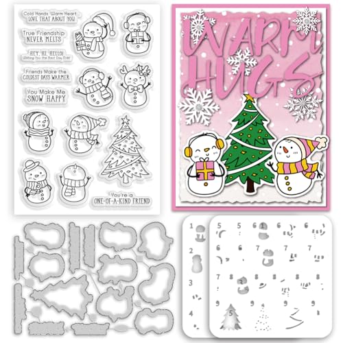 INFUNLY Transparente Schneemann-Stempel und Stanzschablonen-Set, Weihnachtsbaum-Malvorlage für Kartenherstellung, Weihnachtswörter, Silikonstempel, mehrlagig, Winter, Schneemann, Stanzformen, Zeichnen INFUNLY Transparente Schneemann-Stempel und Stanzschablonen-Set, Weihnachtsbaum-Malvorlage für Kartenherstellung, Weihnachtswörter, Silikonstempel, mehrlagig, Winter, Schneemann, Stanzformen, Zeichnen von INFUNLY