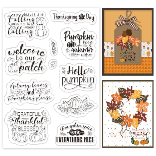 INFUNLY Transparente Silikonstempel 'Hello Pumpkin' 4.3x6.3 Zoll für Feiertage, DIY-Scrapbooking & Fotoalbum-Dekoration von INFUNLY