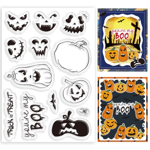 INFUNLY Transparente Stempel Mit Halloween Kürbis Zum Gestalten von Karten. 6.3x4.3" wiederverwendbarer Transparenter Kürbis Silikonstempel Mit Kürbis Ausdruck. Transparenter Siegelstempel. Fledermaus INFUNLY Transparente Stempel Mit Halloween Kürbis Zum Gestalten von Karten. 6.3x4.3" wiederverwendbarer Transparenter Kürbis Silikonstempel Mit Kürbis Ausdruck. Transparenter Siegelstempel. Fledermaus von INFUNLY
