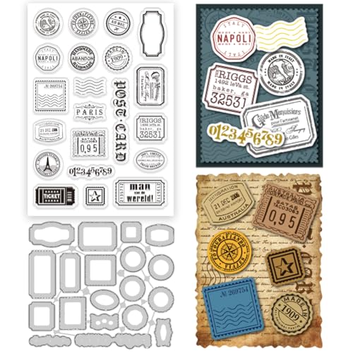 INFUNLY Transparente Stempel und Stanzformen für die Kartenherstellung, Retro-Etiketten, Gummistempel und Stanzformen, runder Rahmen, Silikonstempel, Siegel, Postage, Prägeschablonen für DIY INFUNLY Transparente Stempel und Stanzformen für die Kartenherstellung, Retro-Etiketten, Gummistempel und Stanzformen, runder Rahmen, Silikonstempel, Siegel, Postage, Prägeschablonen für DIY von INFUNLY