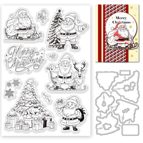 INFUNLY Transparente Weihnachtsmann-Stempel und Stanzformen für Kartenherstellung, Weihnachtsbaum-Stempel und Stanzformen, Rentier-Silikonstempel, Weihnachtsgeschenke, Texte, Prägeschablone für DIY INFUNLY Transparente Weihnachtsmann-Stempel und Stanzformen für Kartenherstellung, Weihnachtsbaum-Stempel und Stanzformen, Rentier-Silikonstempel, Weihnachtsgeschenke, Texte, Prägeschablone für DIY von INFUNLY