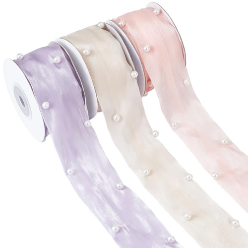 INFUNLY Transparentes Polyester-Hochzeitsband mit künstlichen Perlen, 4,5 m, Doppelband zum Verpacken von Geschenken, Perlenbänder für Blumensträuße, Hochzeit, Party, Weihnachten, Dekoration INFUNLY Transparentes Polyester-Hochzeitsband mit künstlichen Perlen, 4,5 m, Doppelband zum Verpacken von Geschenken, Perlenbänder für Blumensträuße, Hochzeit, Party, Weihnachten, Dekoration von INFUNLY