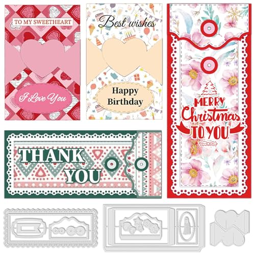 INFUNLY Umschlag-Stanzformen Für Die Kartenherstellung Stern-Tag-Stanzformen Liebesherz Metall-Stanzformen Rechteckiger Rahmen Spitzenkante Gestanzte Prägung Für DIY Scrapbooking Album Fotopapier von INFUNLY