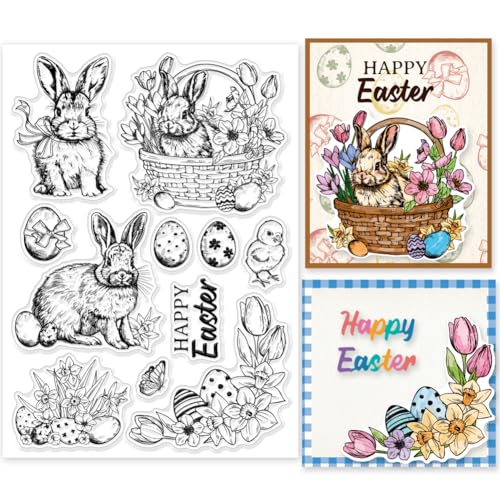 INFUNLY Vintage-Kaninchen-Klarstempel Fröhliche Ostern Worte Transparente Stempel Eier Gummistempel Blumen Silikonstempel Retro-Hase Transparenter Stempel Für Die Kartenherstellung Hühnerstempel Für INFUNLY Vintage-Kaninchen-Klarstempel Fröhliche Ostern Worte Transparente Stempel Eier Gummistempel Blumen Silikonstempel Retro-Hase Transparenter Stempel Für Die Kartenherstellung Hühnerstempel Für von INFUNLY