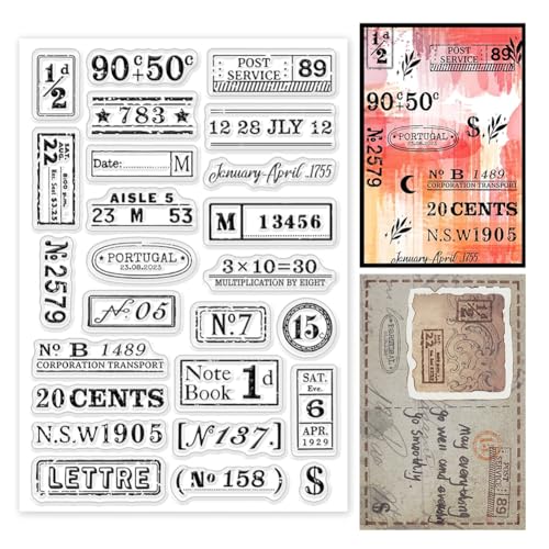 INFUNLY Vintage-Nummern-Stempel Für Scrapbooking 6.3x4.3" Retro-Flugticket-Poststempel Gummistempel Wiederverwendbar Transparente Stempel Für Karten Foto Tagebuch Album Basteln Dekoration INFUNLY Vintage-Nummern-Stempel Für Scrapbooking 6.3x4.3" Retro-Flugticket-Poststempel Gummistempel Wiederverwendbar Transparente Stempel Für Karten Foto Tagebuch Album Basteln Dekoration von INFUNLY