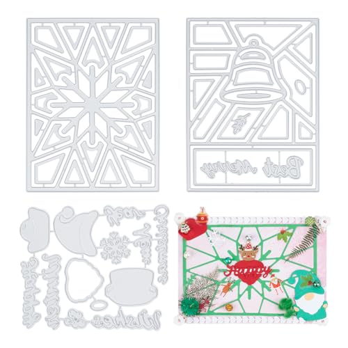 INFUNLY Weihnachts-Stanzformen Schneeflocken Geometrische Hintergrund-Stanzformen Für Die Kartenherstellung Jingle Bells Hintergrund-Stanzformen Weihnachtsmann Metall-Stanzformen von INFUNLY