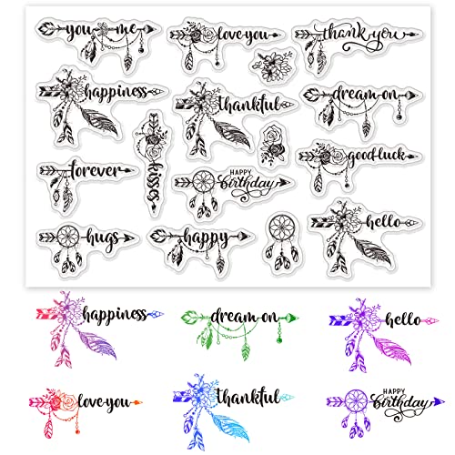 INFUNLY Transparente Silikon-Stempel für DIY-Karten, Scrapbooking, Geschenke & mehr - Rechteckig, Transparent, Wörter & Muster von INFUNLY