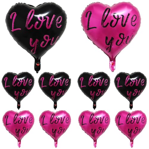 INGJIA 10 Stück 18 Zoll Herzballons,Herz Folienballon, Herzform Heliumballons für Party,Geburtstag,Valentinstag, Hochzeit, Verlobung,Muttertag Dekoration von INGJIA
