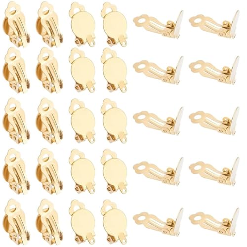 INGJIA 100 Stück Edelstahl Clip-On Ohrring Flache Runde Ohrclips Tablett Ohrringe Ohrstecker Rohlinge Ohrring Zubehör Für Weihnachtstag Valentinstag Ohrringe Schmuckherstellung Bastel Zubehör von INGJIA