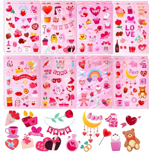 INGJIA 16 Pcs Valentinstag Aufklebe Bunte Sticker selbstklebende Stickers Liebe Belohnungssticker Herz Aufkleber für Kinder Ideal, für Hochzeit, Geschenke, DIY, Valentinstag, Scrapbooking, Dekoration von INGJIA