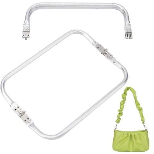 INGJIA 2 Pcs Taschenrahmen Verschluesse Handwerkliche Rahmenersatz Taschen Aluminium Taschenbügel Rechteck Rahmen zum Basteln Durchmesser 20cm von INGJIA