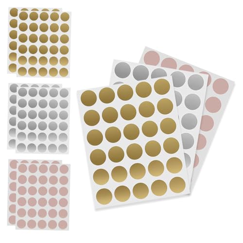 INGJIA 300 Pcs Rubbellose Scratch Sticker Rubbeln Etiketten Rund Rubbellos Aufkleber Gold Silber Rosegold für Rubbelkarte Überraschung Valentinstag Hochzeit, 2,5cm von INGJIA