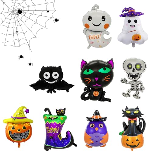 INGJIA Folienballon Halloween, 9 Stück XXL Kürbis Hexe Geist Fledermaus Spinnweben Luftballon, Spinnen Riesenballon, Halloween Party Ballon für Kinder Geburtstag Dekorationen Zubehör Geschenk INGJIA Folienballon Halloween, 9 Stück XXL Kürbis Hexe Geist Fledermaus Spinnweben Luftballon, Spinnen Riesenballon, Halloween Party Ballon für Kinder Geburtstag Dekorationen Zubehör Geschenk von INGJIA