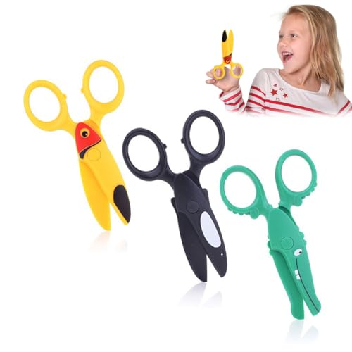 INGJIA Safety Scissors for Kids, 3 Pieces Paper Scissors with Plastic Blade, Preschool Nursery Scissors, Beginner Scissors, DIY Craft Scissors for Children Aged 2+ von INGJIA